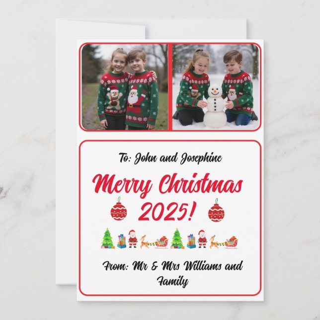 Cartão de Natal Digital Personalizado Fácil com 2  (Frente)