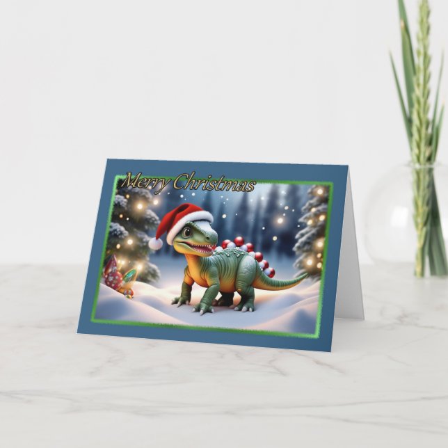 Cartão de Natal Dino-mite (Frente)