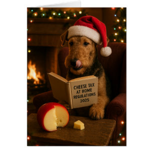 Cartão de Natal do Airedale Terrier 'Imposto sobre