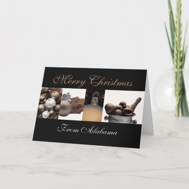 Cartão de Natal do Alabama com enfeites (Frente)