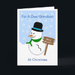 Cartão de Natal do Avô Snowman<br><div class="desc">Cartão de saudação, neto de cartão de Natal, design de boneco de neve. Personalize este cartão de Natal com qualquer texto de sua escolha e, em seguida, envie-o para você ou faça o download instantâneo. Se precisar de ajuda para personalizar, entre em contato conosco através do link desta página. Design...</div>