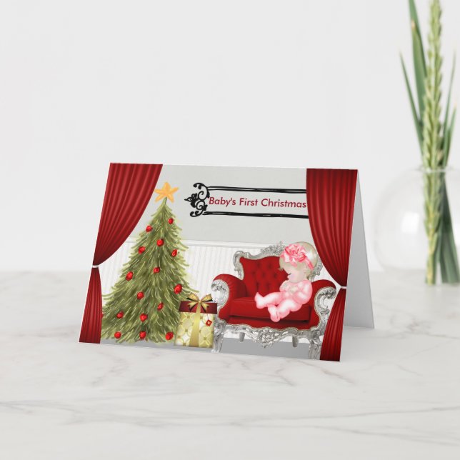 Cartão de Natal do bebê primeiro (Frente)