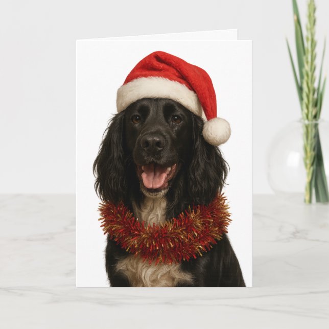 Cartão de Natal do Black Sprocker / Springer Spani (Frente)