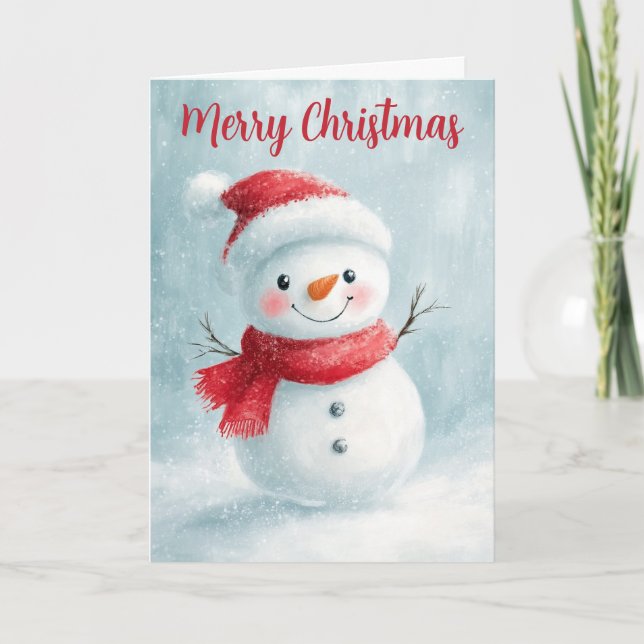 Cartão de Natal do Boneco de Neve Bonitinho (Frente)