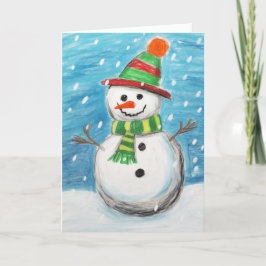 Cartão de Natal do Boneco de Neve de Giz Feliz