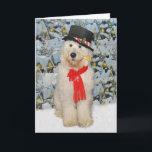 Cartão de Natal do boneco de neve de Goldendoodle<br><div class="desc">Cartão do boneco de neve de Goldendoodle</div>