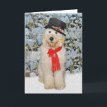 Cartão de Natal do boneco de neve de Goldendoodle<br><div class="desc">Cartão do boneco de neve de Goldendoodle</div>