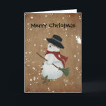 Cartão de Natal do boneco de neve do país<br><div class="desc">Este cartão de Natal do boneco de neve do país caracteriza um impressão de minha pintura acrílica de um boneco de neve. Excelente a compartilhar com todos seus amigos loving do país.</div>