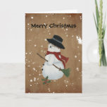 Cartão de Natal do boneco de neve do país<br><div class="desc">Este cartão de Natal do boneco de neve do país caracteriza um impressão de minha pintura acrílica de um boneco de neve. Excelente a compartilhar com todos seus amigos loving do país.</div>