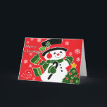 Cartão de Natal do boneco de neve do vintage<br><div class="desc">Este cartão evocará imagens de umas épocas mais simples,  de acordo com o feriado do Natal!</div>