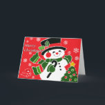 Cartão de Natal do boneco de neve do vintage<br><div class="desc">Este cartão evocará imagens de umas épocas mais simples,  de acordo com o feriado do Natal!</div>