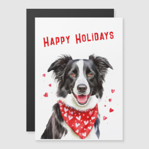 Cartão de Natal do Border Collie com Bandana Verme