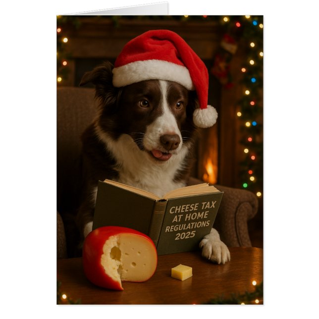 Cartão de Natal do Border collie 'Imposto sobre Qu (Frente)
