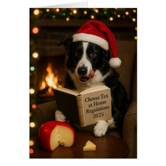 Cartão de Natal do Border collie 'Imposto sobre Qu (Frente)