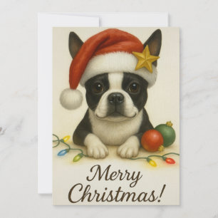Cartão de Natal do Boston Terrier