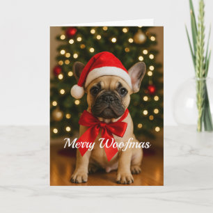 Cartão de Natal do Bulldog Francês Feliz Woofmas