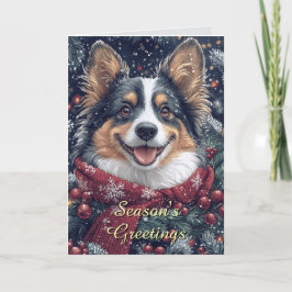 Cartão de Natal do Cachorro Collie Sorridente