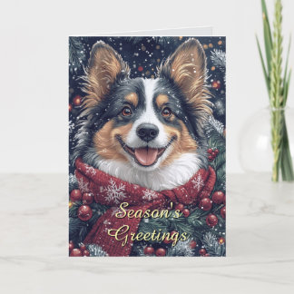 Cartão de Natal do Cachorro Collie Sorridente