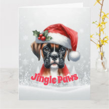 Cartão de Natal do Cão Boxer Jingle Paws