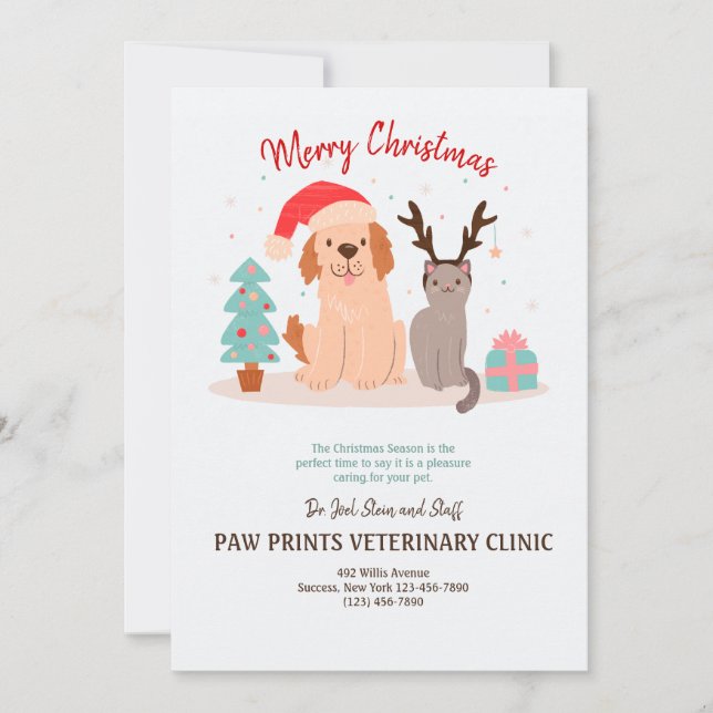 Cartão de Natal do cão e gato (Frente)