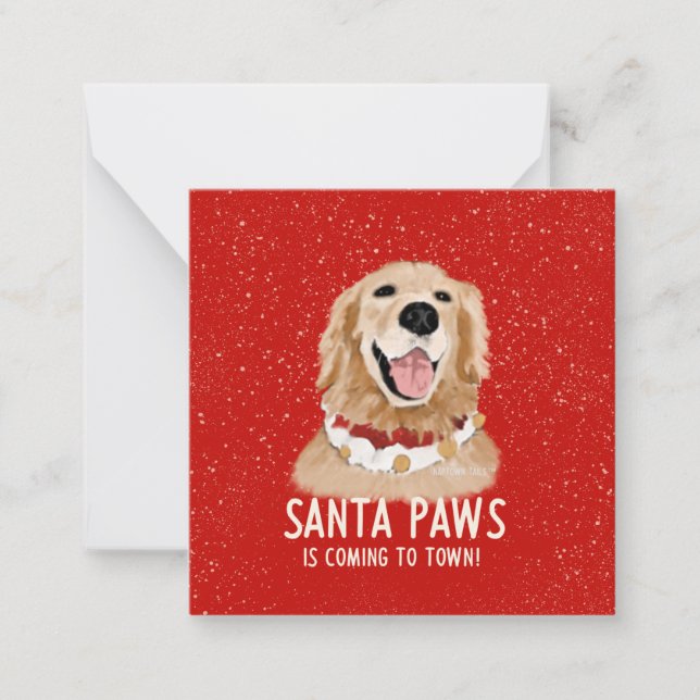 Cartão de Natal do Cão Santa Paws Golden Retriever (Frente)