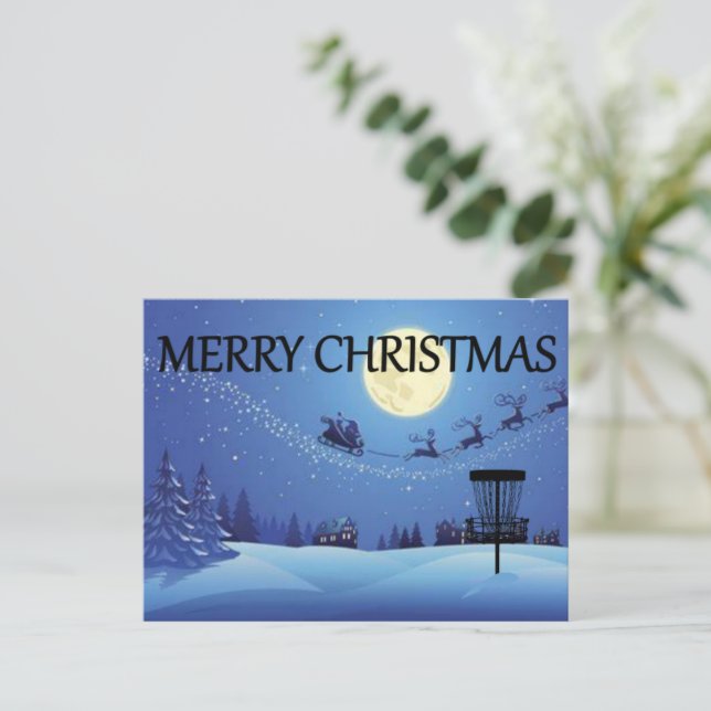 Cartão de Natal do Cesto de Golfe do Disco (Em pé/Frente)