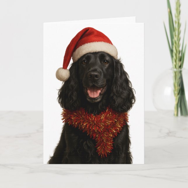 Cartão de Natal do Cocker Spaniel Preto Feliz (Frente)