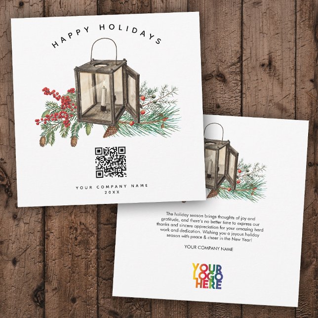 Cartão de Natal do Código QR de Empresa Russo (Rustic Corporate Business QR Code Christmas Card)