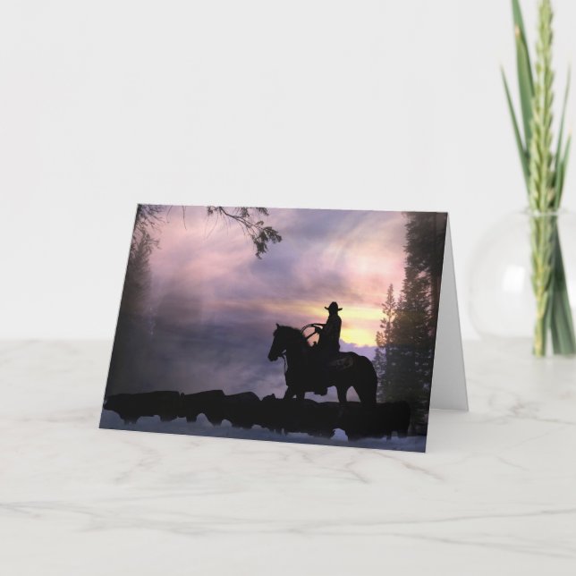 Cartão De Natal Do Cowboy Do Outro Lado Do Milho (Frente)