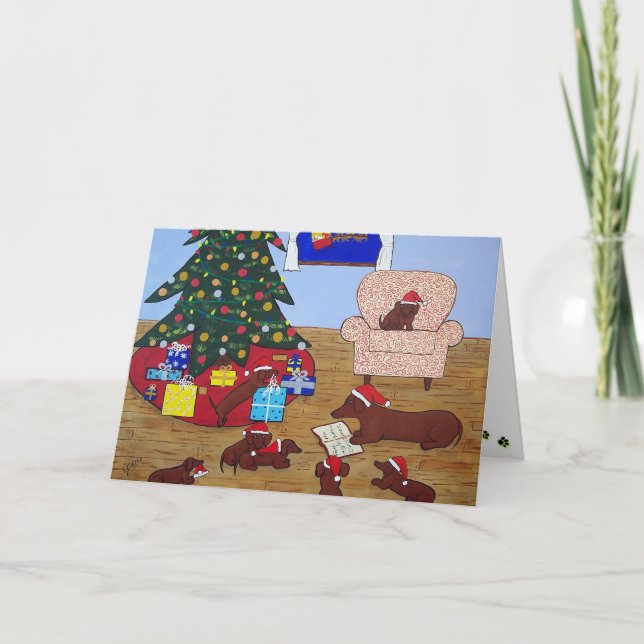 Cartão de Natal do Dachshund (Frente)