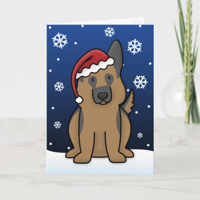 Cartão de Natal do german shepherd de Kawaii (Frente)
