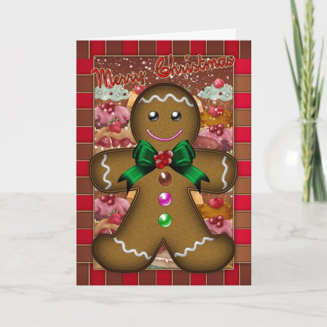 Cartão de Natal do Gingercake Man - Feliz Natal (Frente)