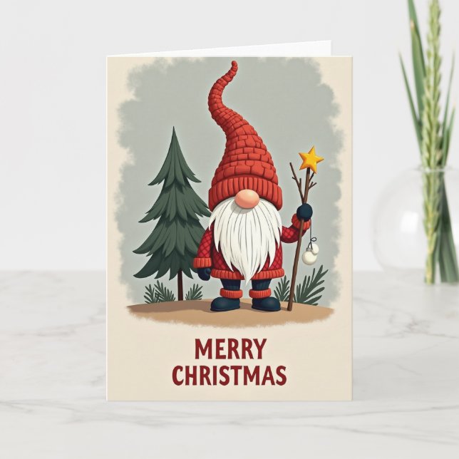 Cartão de Natal do Gnome Feliz (Frente)