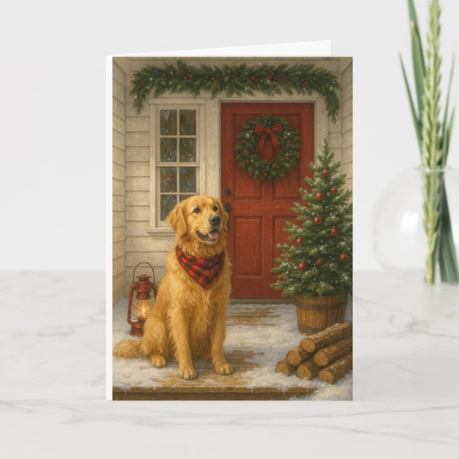 Cartão de Natal do Golden Retriever (Frente)
