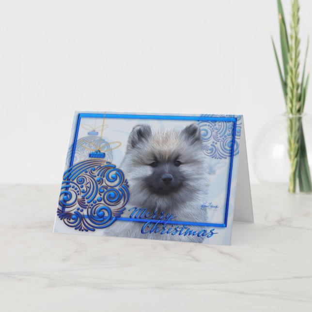cartão de Natal do Keeshond do ornamento de 5 x 7 (Frente)