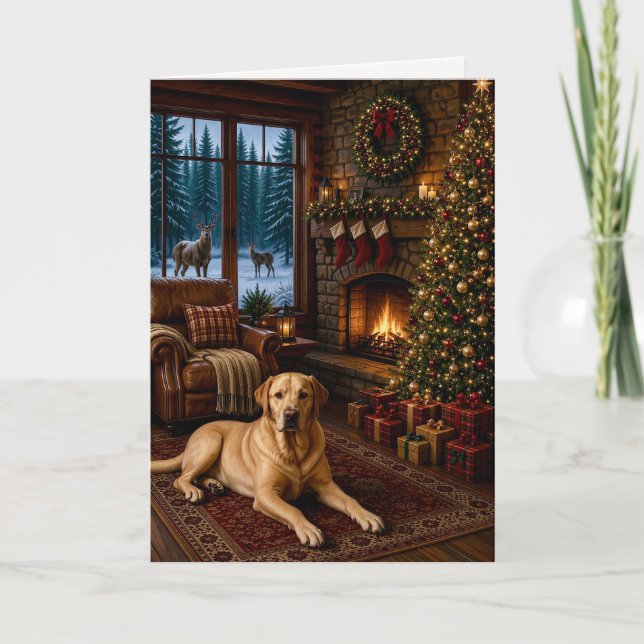 Cartão de Natal do Labrador Retriever Amarelo  (Frente)