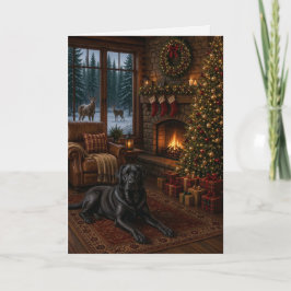 Cartão de Natal do Labrador Retriever Preto
