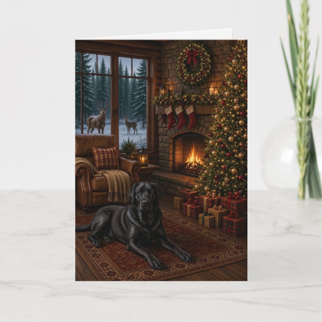 Cartão de Natal do Labrador Retriever Preto (Frente)