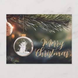 Cartão de Natal do Lobo de Inverno com Flores