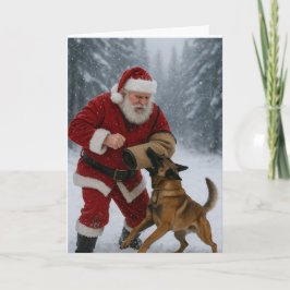 Cartão de Natal do Malinois belga isca do Papai No