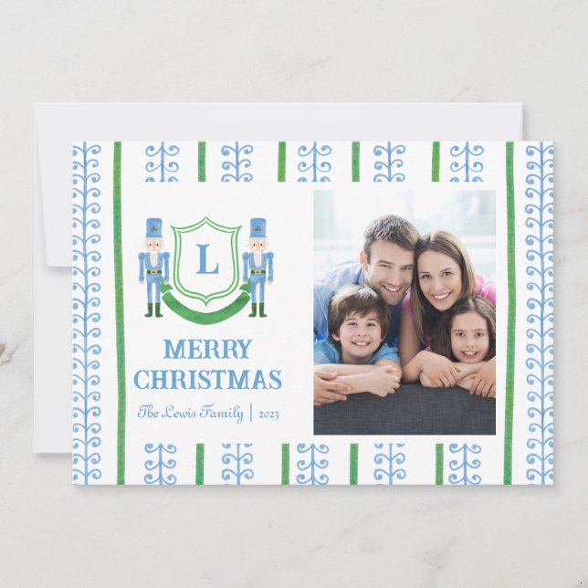 Cartão de Natal do Monograma do Quebra-Nozes (Frente)