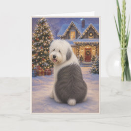 Cartão de Natal do Old English Sheepdog