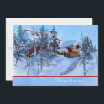 Cartão de Natal do país das maravilhas do inverno<br><div class="desc">A pintura da aguarela do alojamento do Natal em Finlandia cobriu em uma cobertura da neve. Obtenha os selos e as etiquetas de harmonização:</div>
