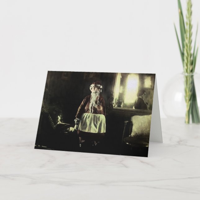 Cartão de Natal do Papai Noel Assustador Antigo (Frente)