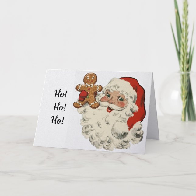 Cartão de Natal do Papai Noel com Homem de Biscoit (Frente)