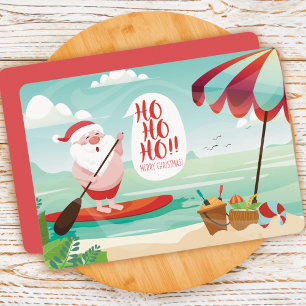 Cartão de Natal do Papai Noel na Praia