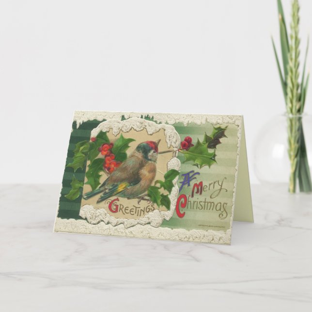 Cartão de Natal do pássaro do Victorian (Frente)