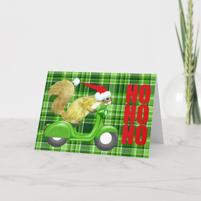 Cartão de Natal do patinete do papai noel do (Frente)