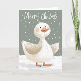 Cartão de Natal do Pato Boho na Neve