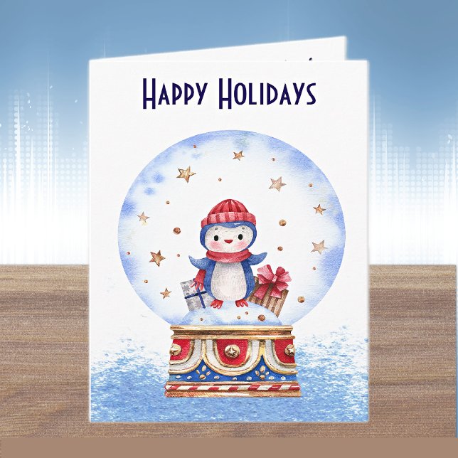 Cartão de Natal do Pinguim Personalizado e Fofo em (Criador carregado)